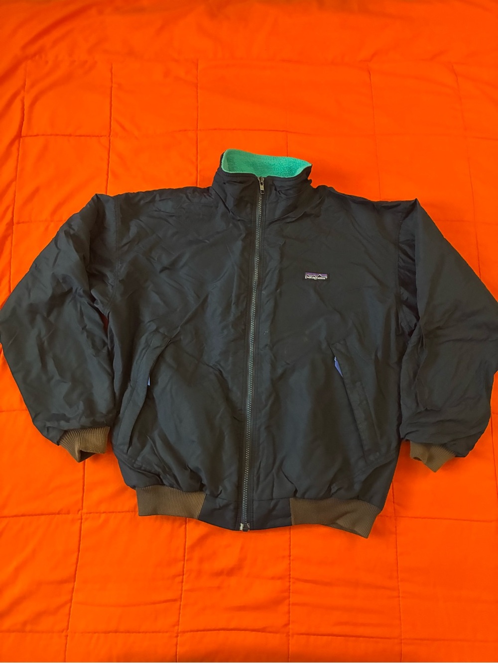 Vintage Patagonia Jacket Womens 10 Blue Full Zip Made In USA Fleece Lined *